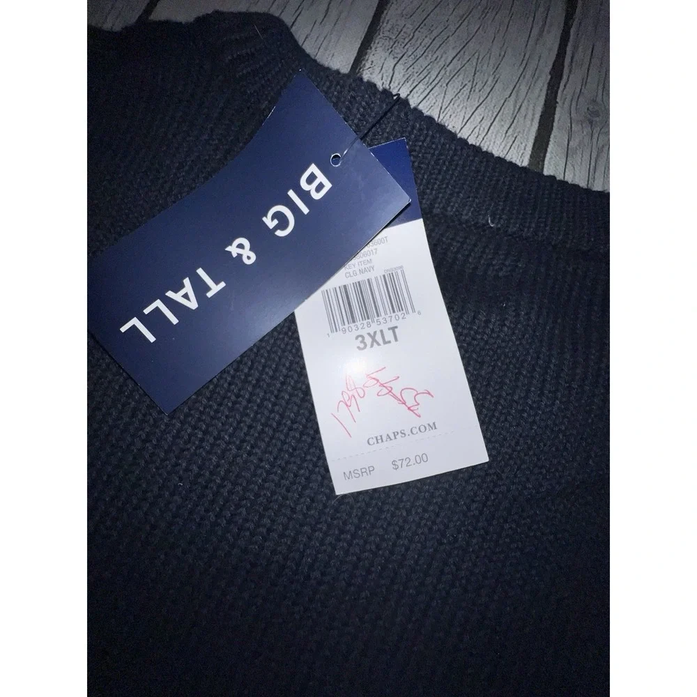 Chaps Sweater Men 3XLT Blue Big & Tall Cotton Crew Neck Pullover NWT